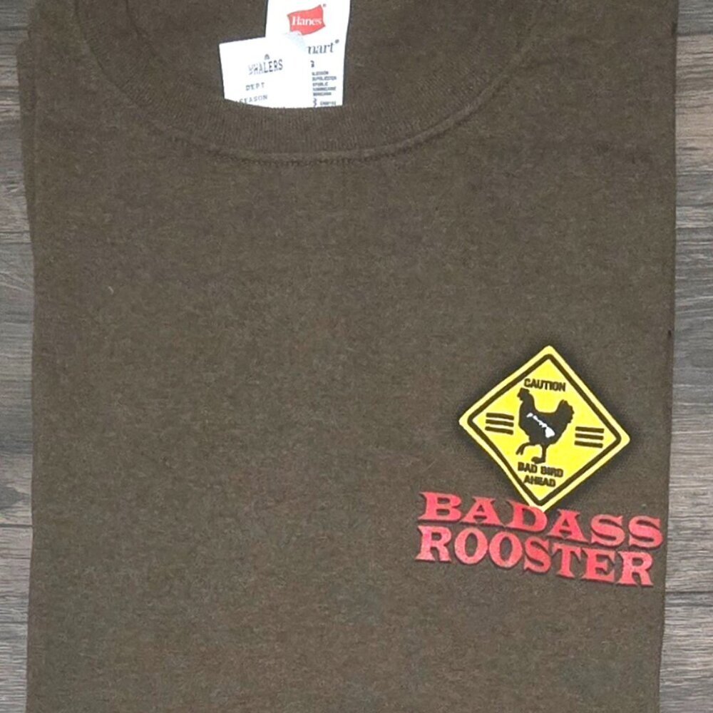 Hawaiian Badass Rooster Tee Authentic Cotton Blend Feral Rooster Shirt NWT
